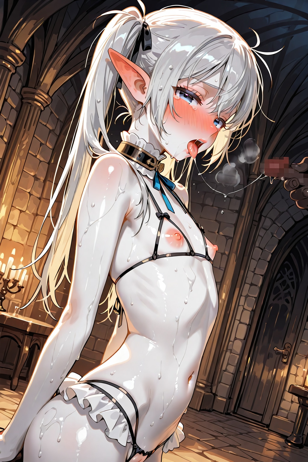 飼い慣らされた白い肌のエルフ少女