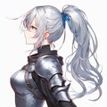 【習作】銀髪・ポニーテール姿の女性騎士 2枚目