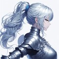 【習作】銀髪・ポニーテール姿の女性騎士 3枚目