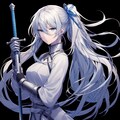 【習作】銀髪・ポニーテール姿の女性騎士 4枚目