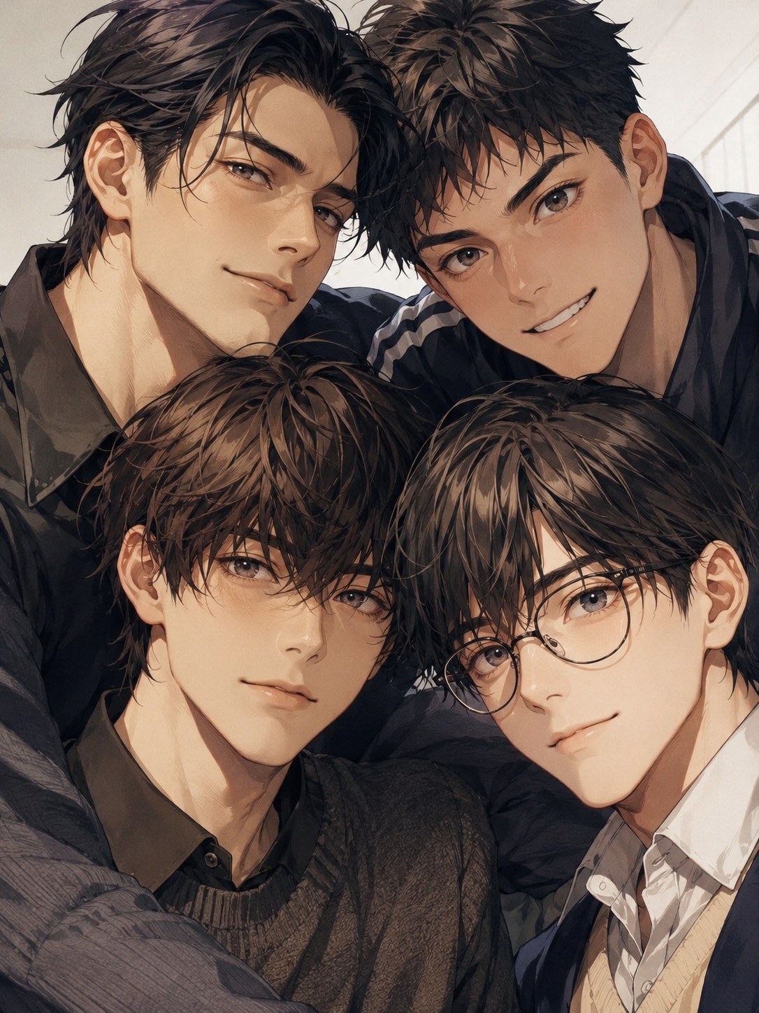 4人組の男性　2枚 | の人気AIイラスト・グラビア