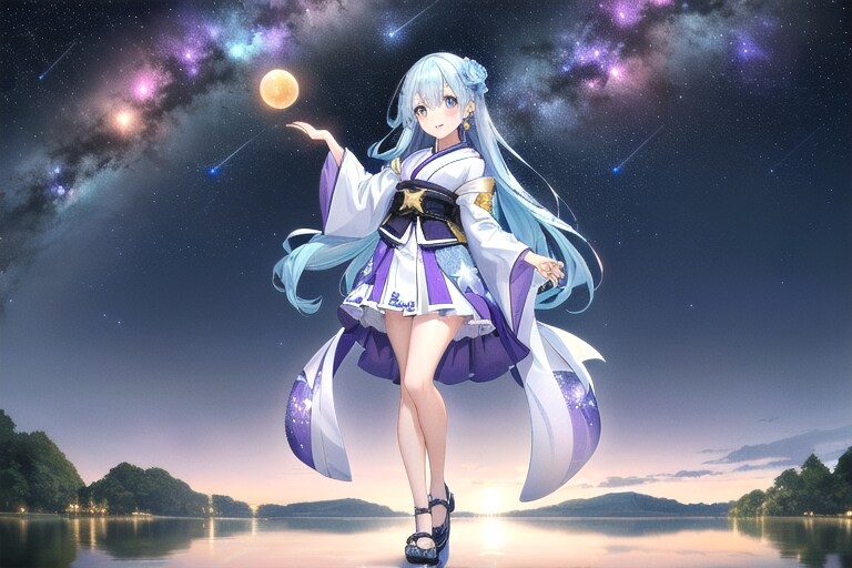 星空と和風少女