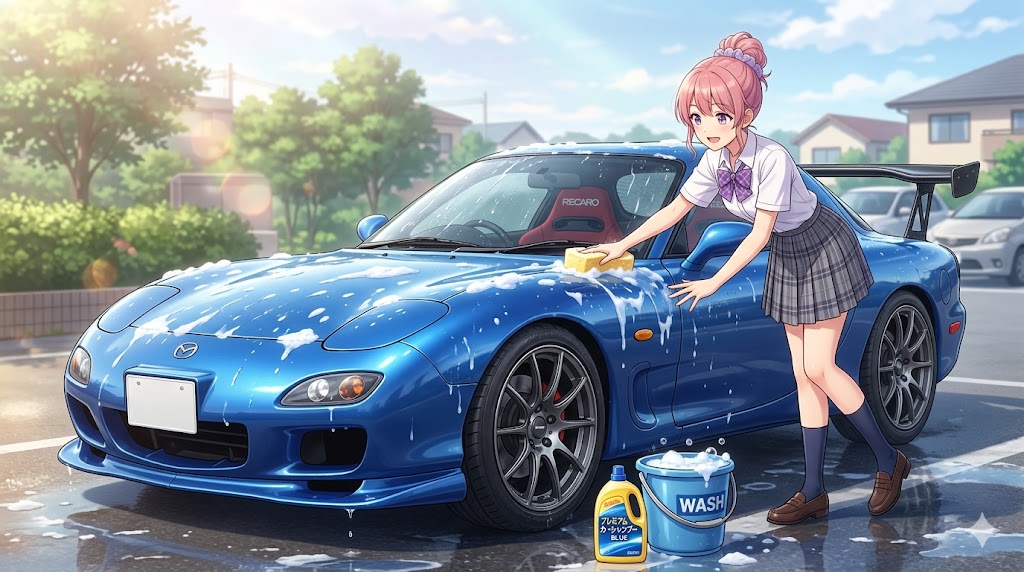 FDを洗車するピンクアプドゥちゃん🩷