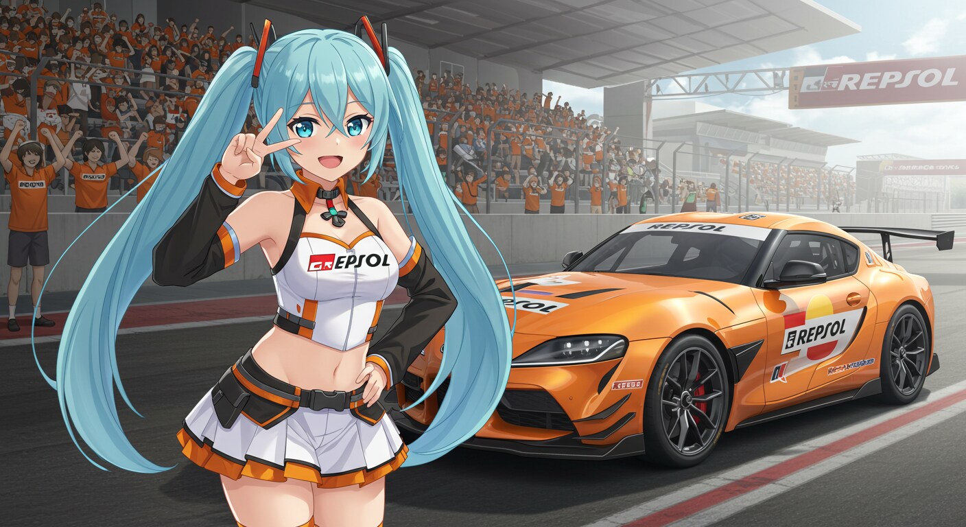 レプソルGRスープラレーシングカーと初音ミク | の人気AIイラスト・グラビア