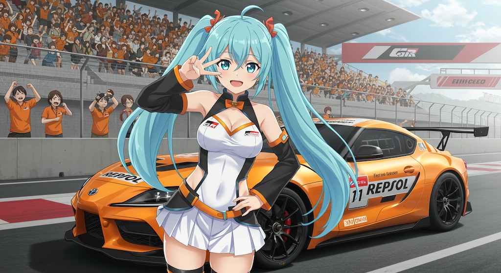 レプソルGRスープラレーシングカーと初音ミク