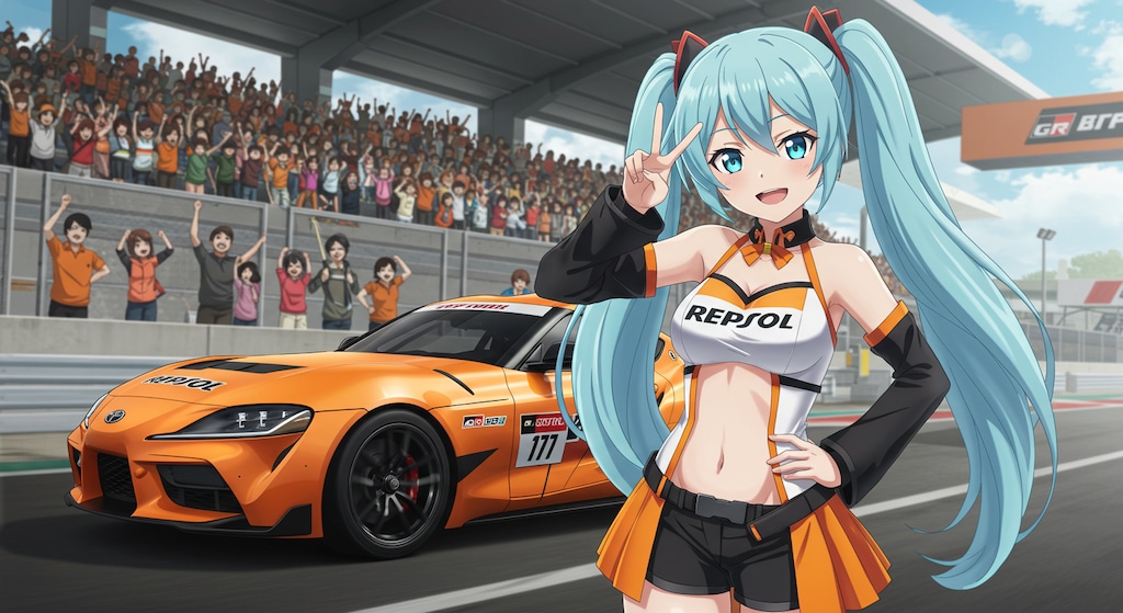 レプソルGRスープラレーシングカーと初音ミク