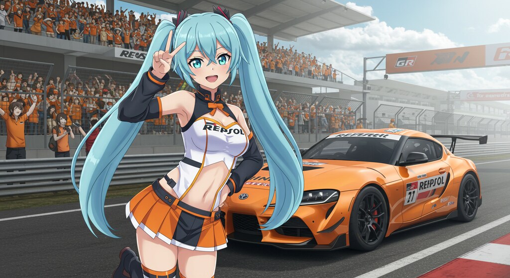 レプソルGRスープラレーシングカーと初音ミク