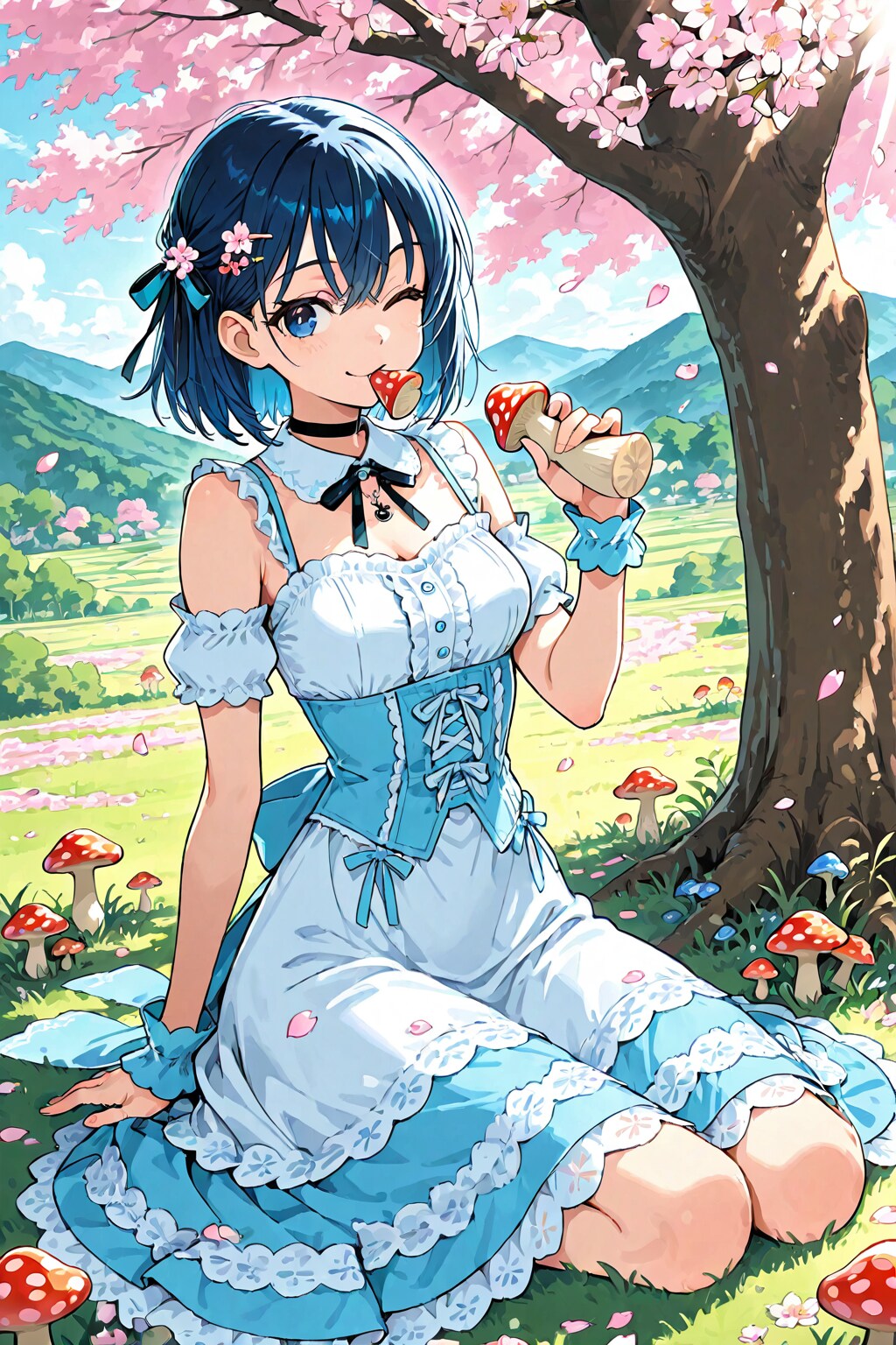 「眞琴っちゃん」とキノコの「春色コーデ」A-02-3【モデル: DAISY】 | の人気AIイラスト・グラビア