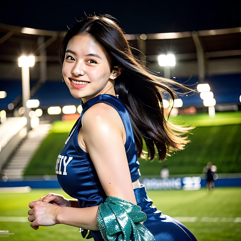 黒髪ロングでチア衣装の美女６９