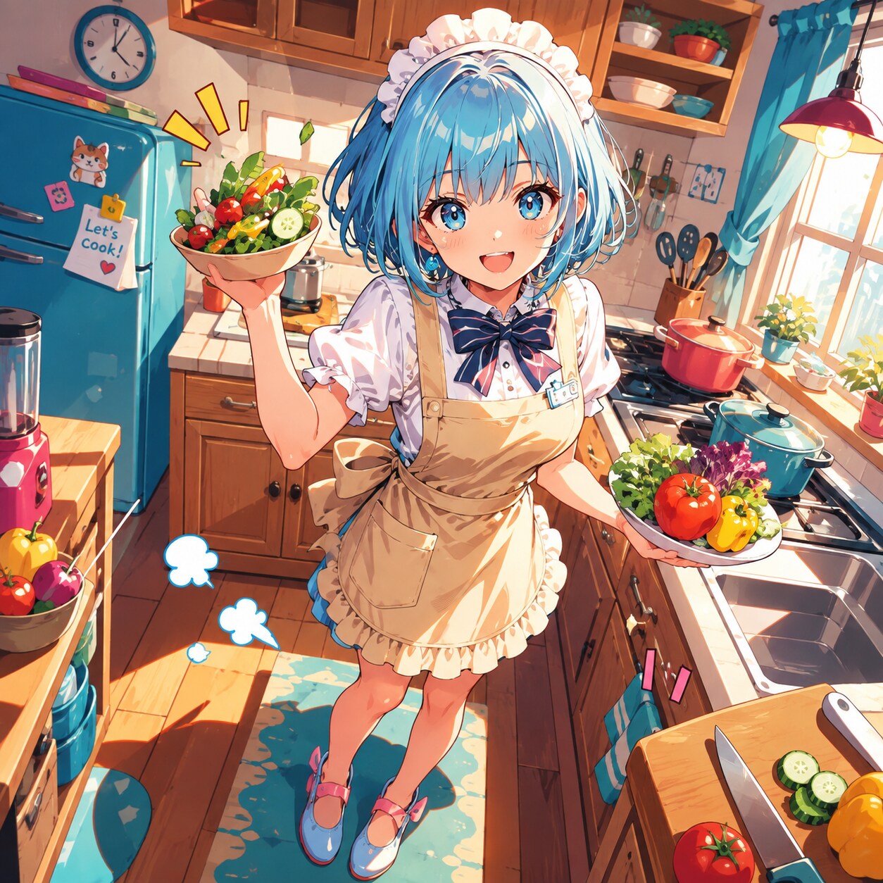 カラフルキッチンで元気いっぱいクッキング♪ | の人気AIイラスト・グラビア