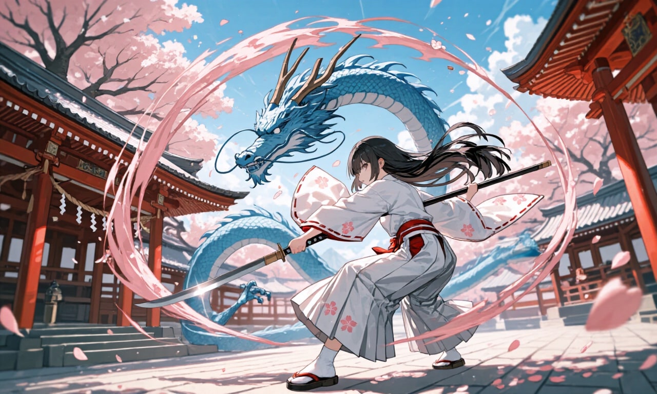 薙刀女子と青龍 | の人気AIイラスト・グラビア