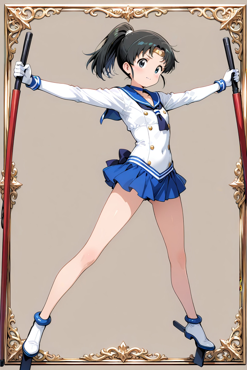 黒髪ポニーテールでセーラー服の女の子