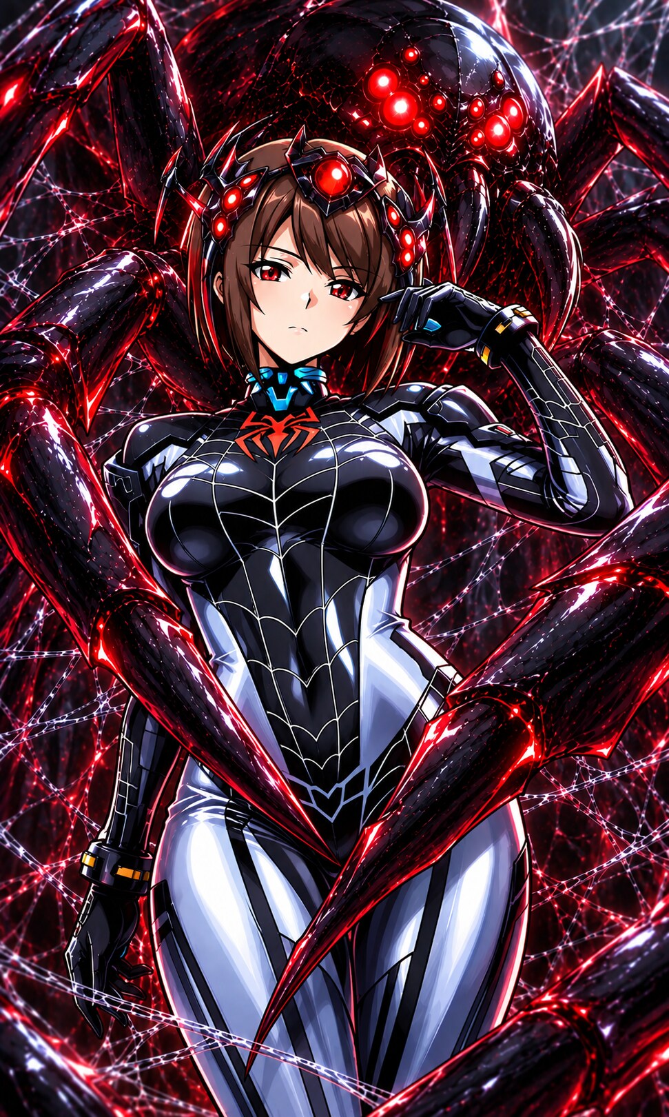 元蜘蛛系ヒーローのコスプレ好き美少女が闇落ちして💦・・悪に染まった蜘蛛系女幹部ちゃん💕 | の人気AIイラスト・グラビア
