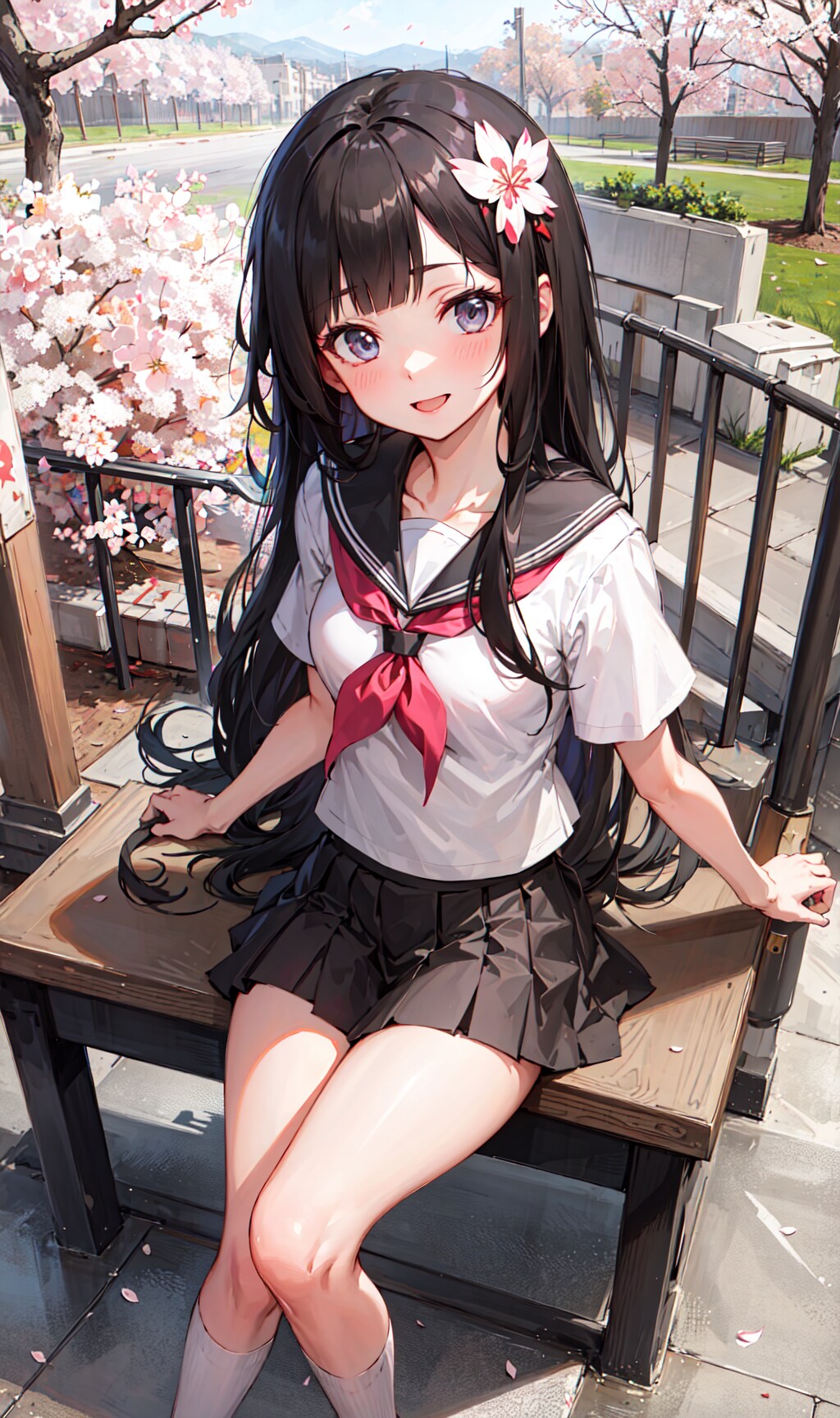 黒髪っ子と桜