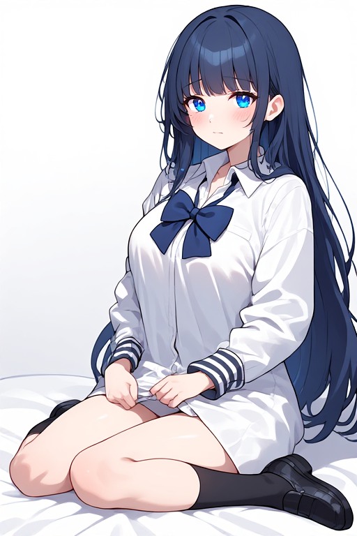 大きいリボンの青髪ちゃん | の人気AIイラスト・グラビア