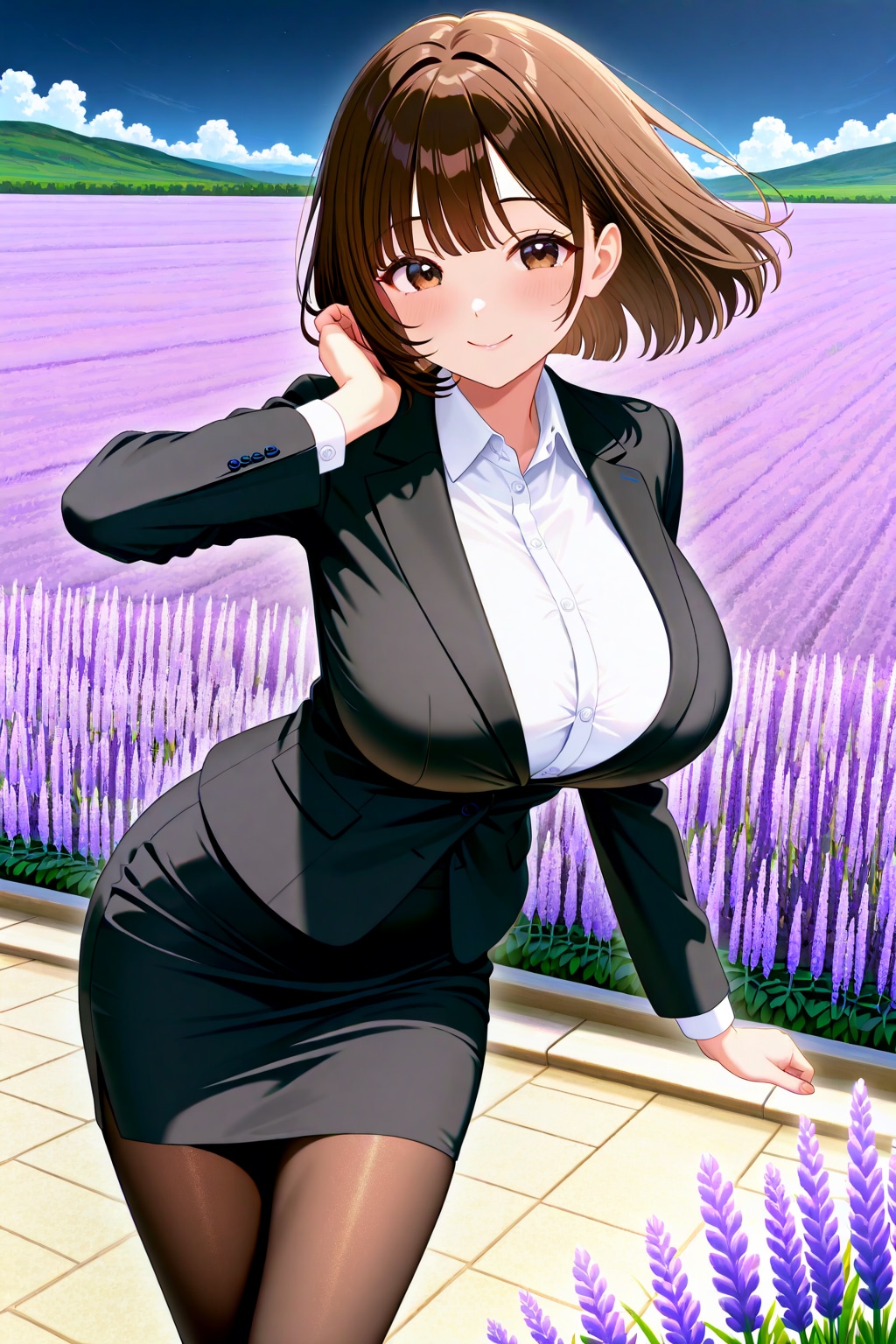 アキちゃんとラベンダー畑 | の人気AIイラスト・グラビア