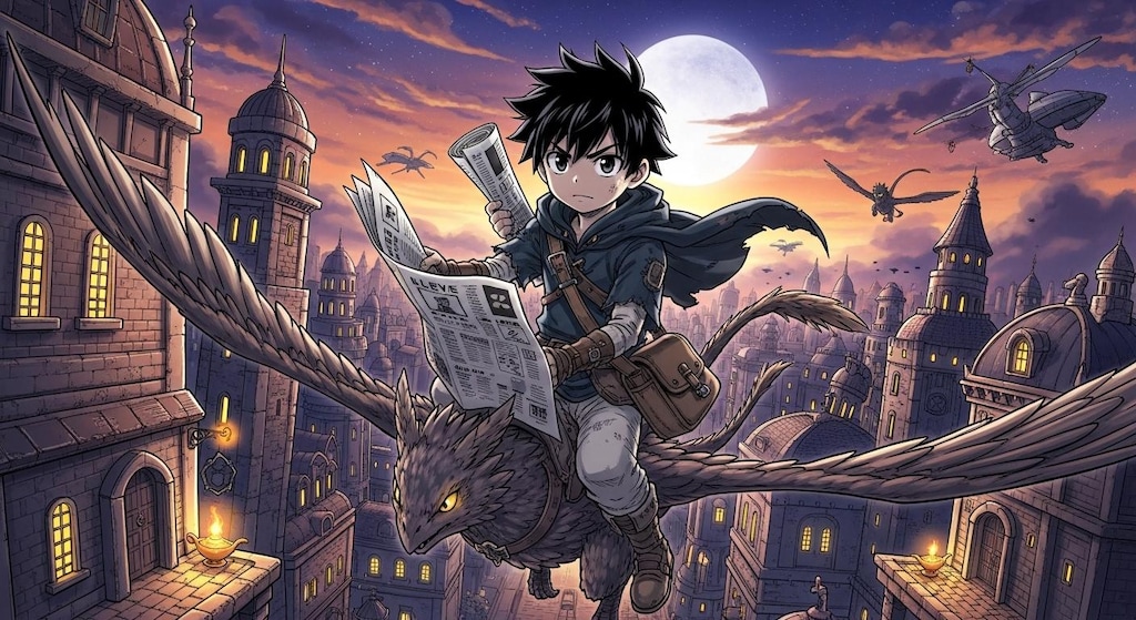 夕刊を配達する勇敢な少年