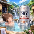 温泉に入るビール缶と小さな女の子 4枚目