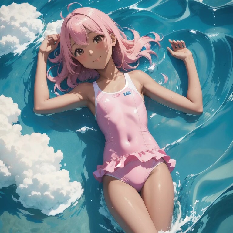 温泉プール最高っ　お兄ちゃんは自分の汗のプール？