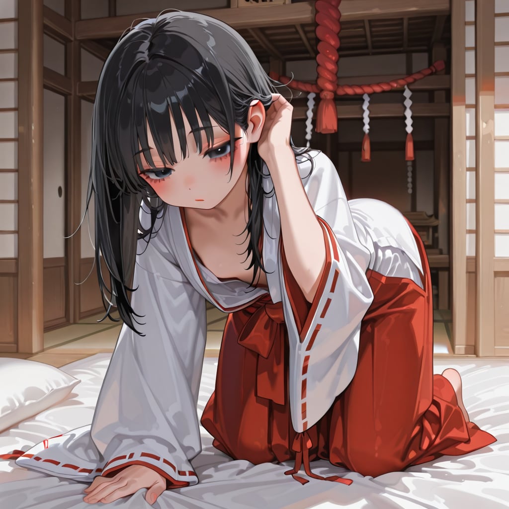 巫女服チラ見え