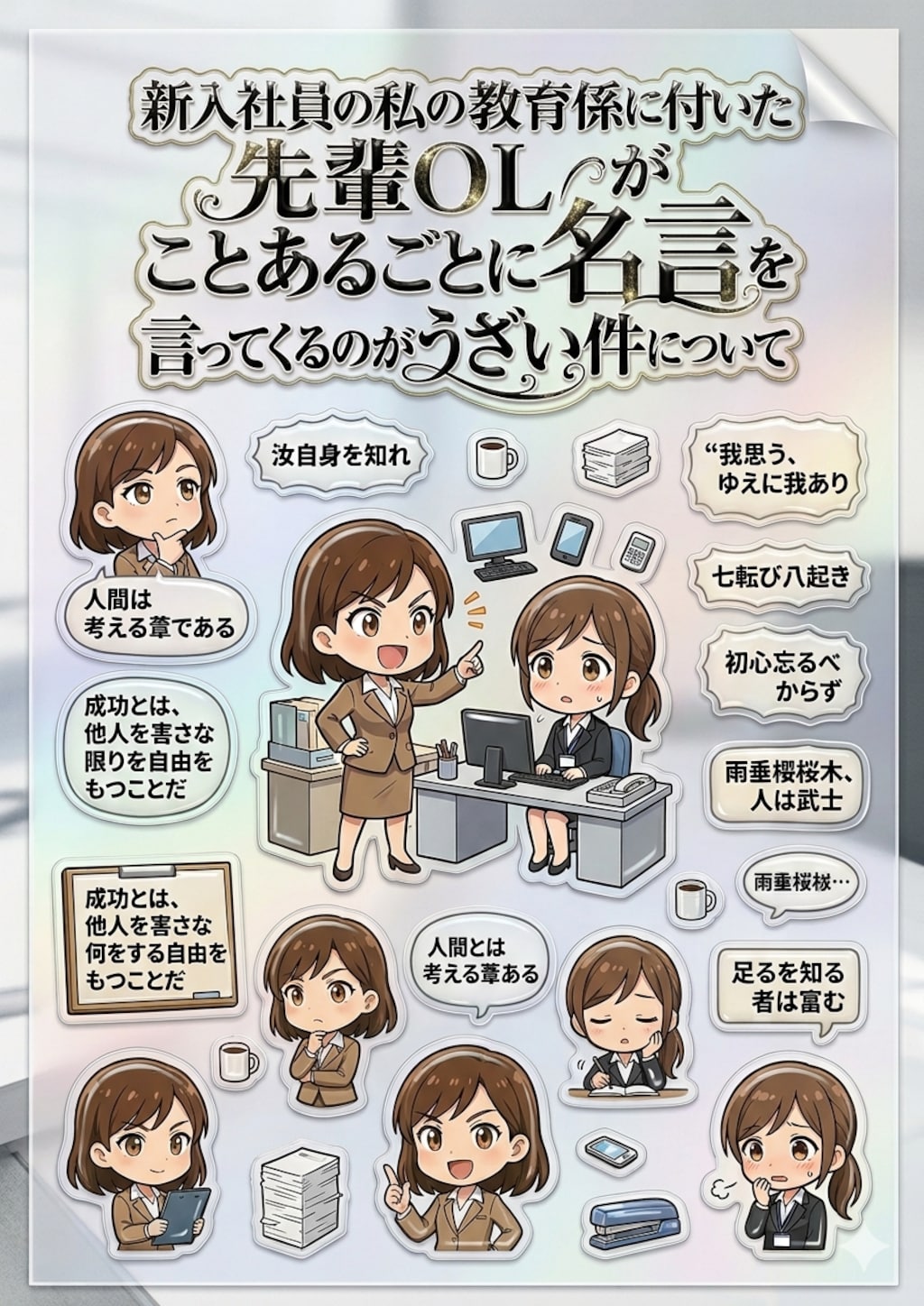 シール「新入社員の私の教育係に付いた先輩OLがことあるごとに名言を言ってくるのがうざい件について」