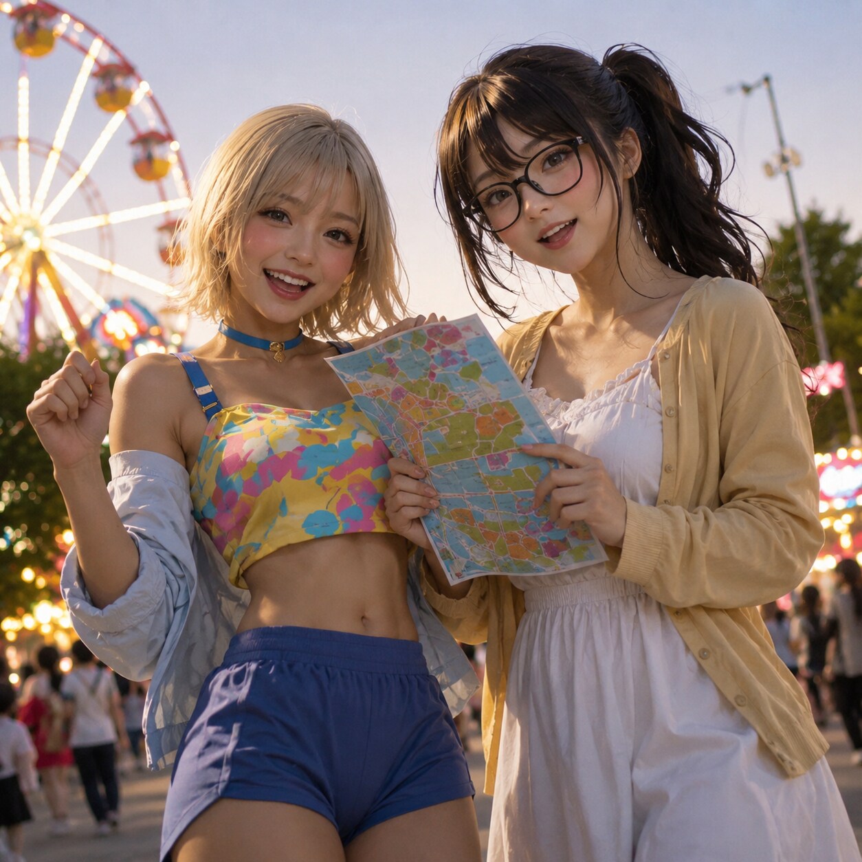金髪ギャルと黒髪メガネ　遊園地編Ver.Photo