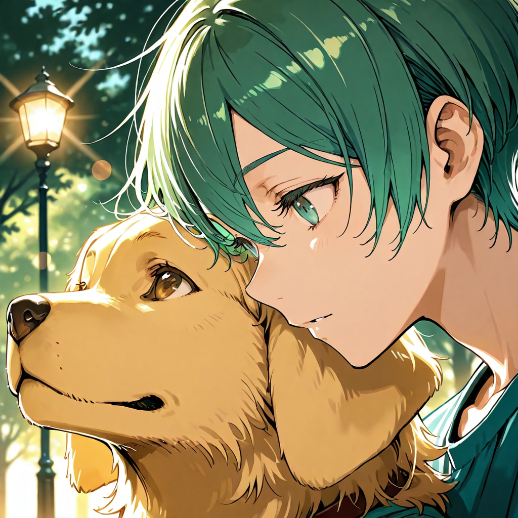 ゴールデンレトリバーと少年 | の人気AIイラスト・グラビア