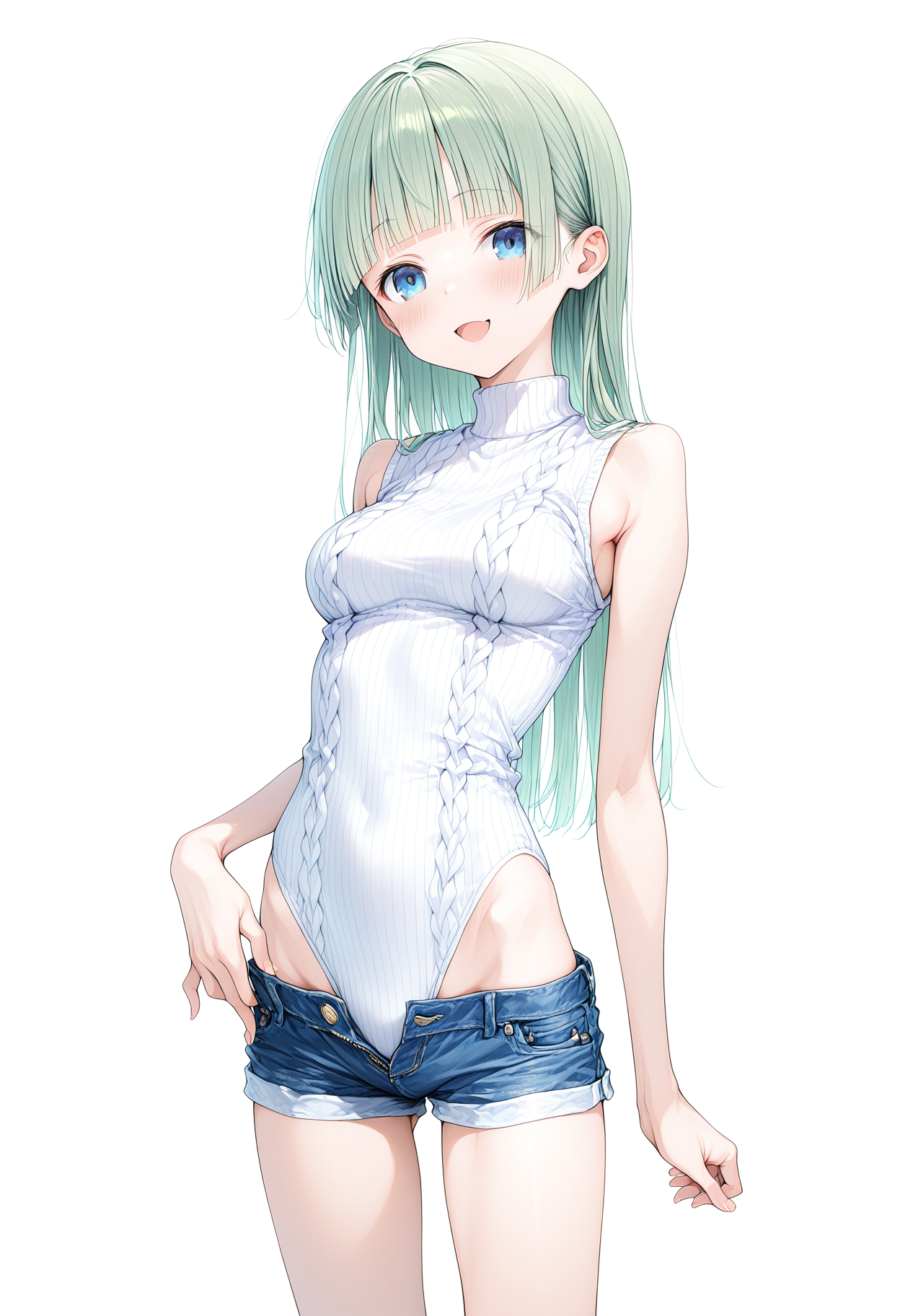 緑髪 ショーパンレオタード