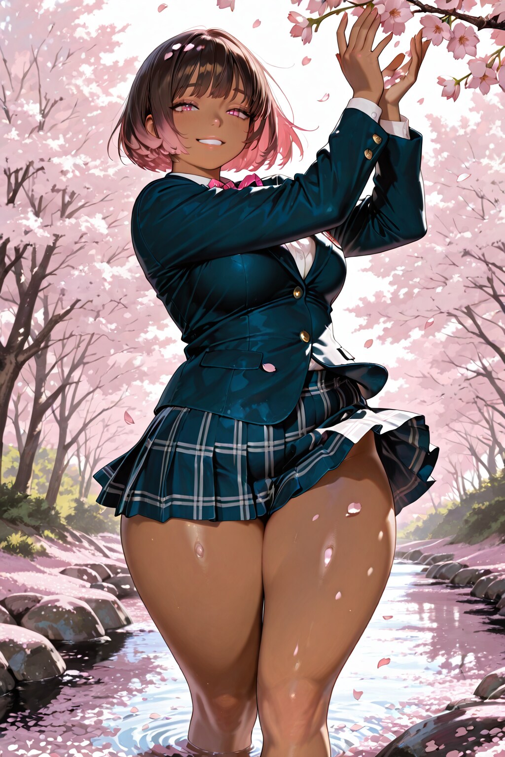 桜に溶ける、キミの視線