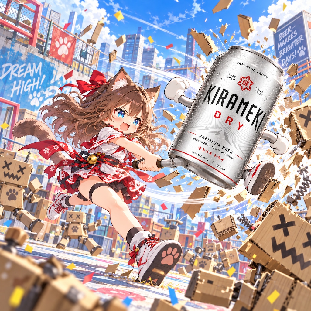 ビール缶を武器にする小さな女の子