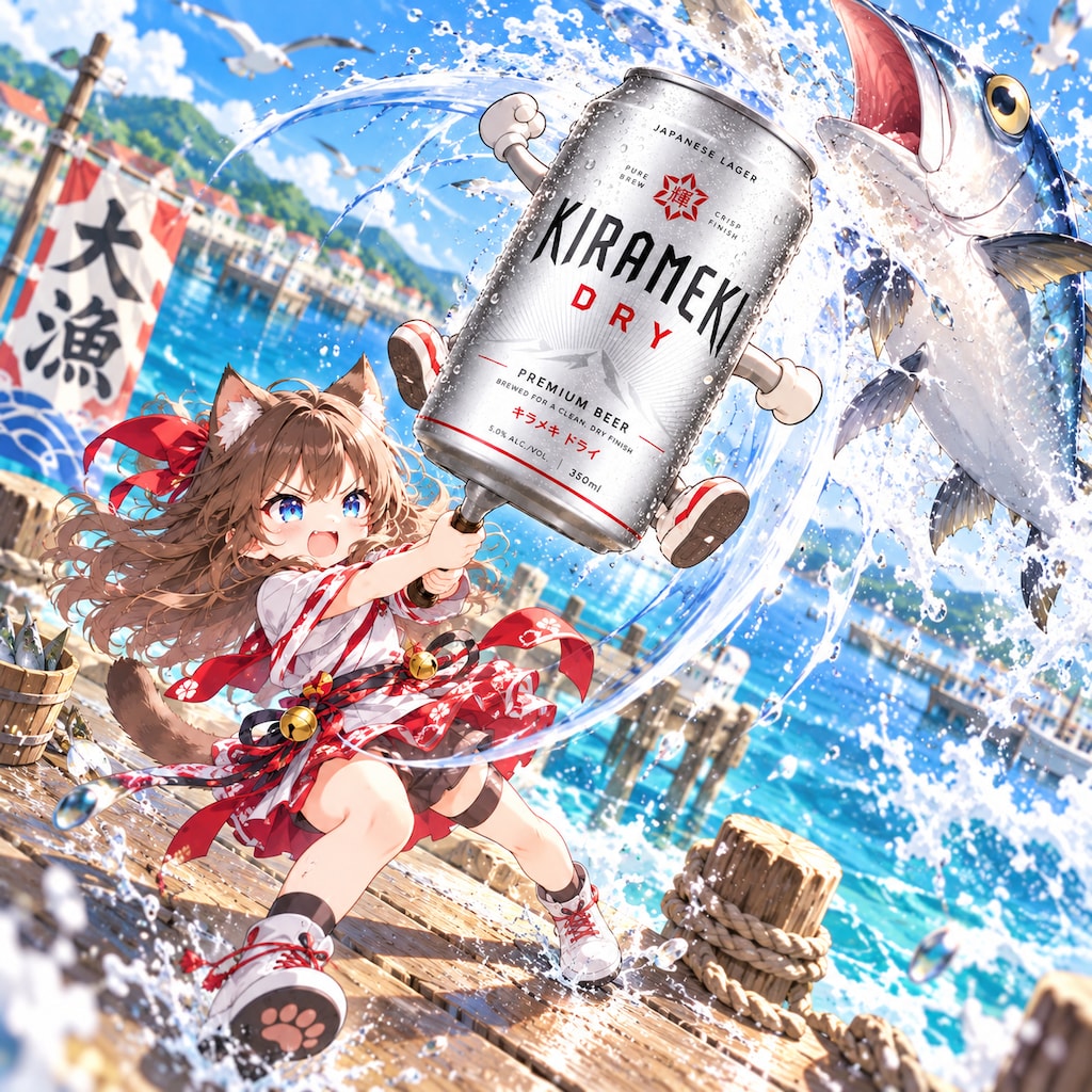 ビール缶を武器にする小さな女の子