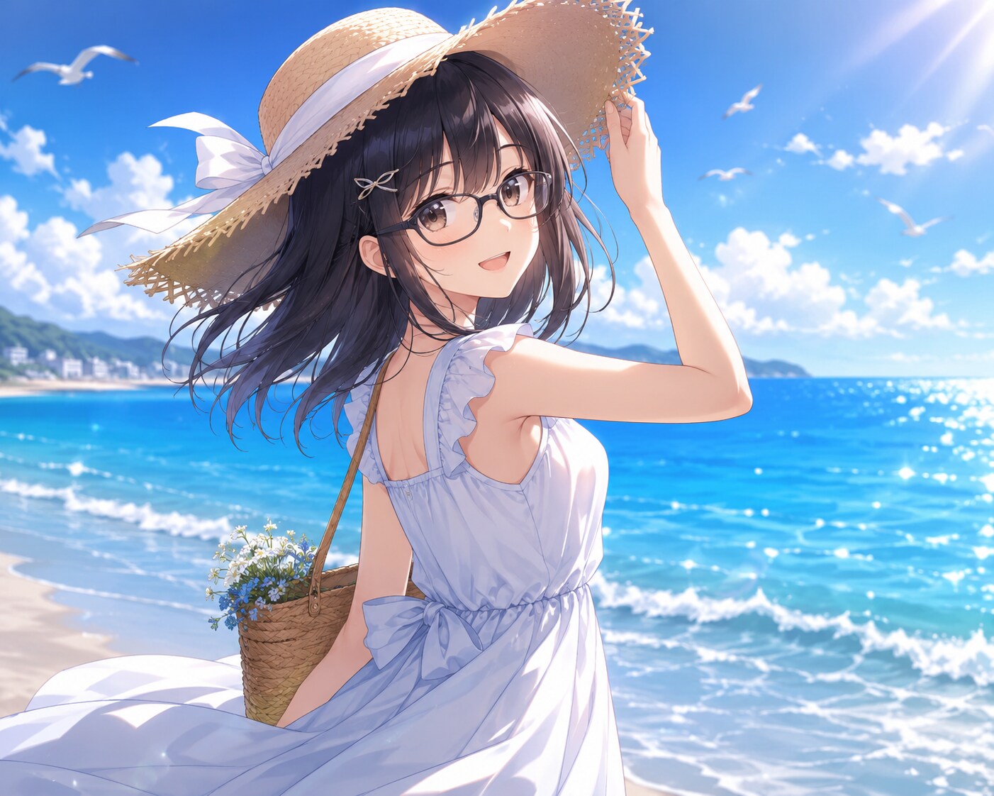 海風と麦わら帽子