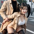 test17_trench coat バック黒髪ツイン 6枚目