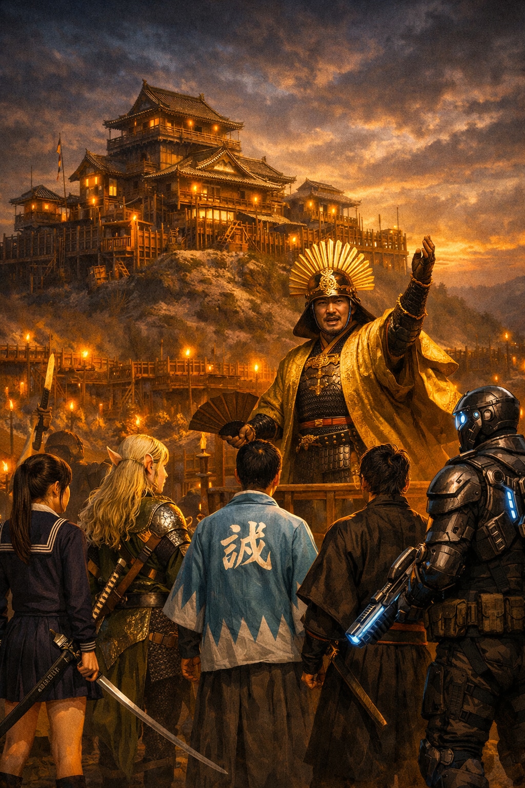 戦場の全友軍諸君に伝達！簡易的ではあるが城を建てた！秤量もある！戦線を維持しながら交代で好きに使ってくれぃ！報道の者も同様じゃ！！これで宜しいですか親方さまぁぁぁ！！ | の人気AIイラスト・グラビア