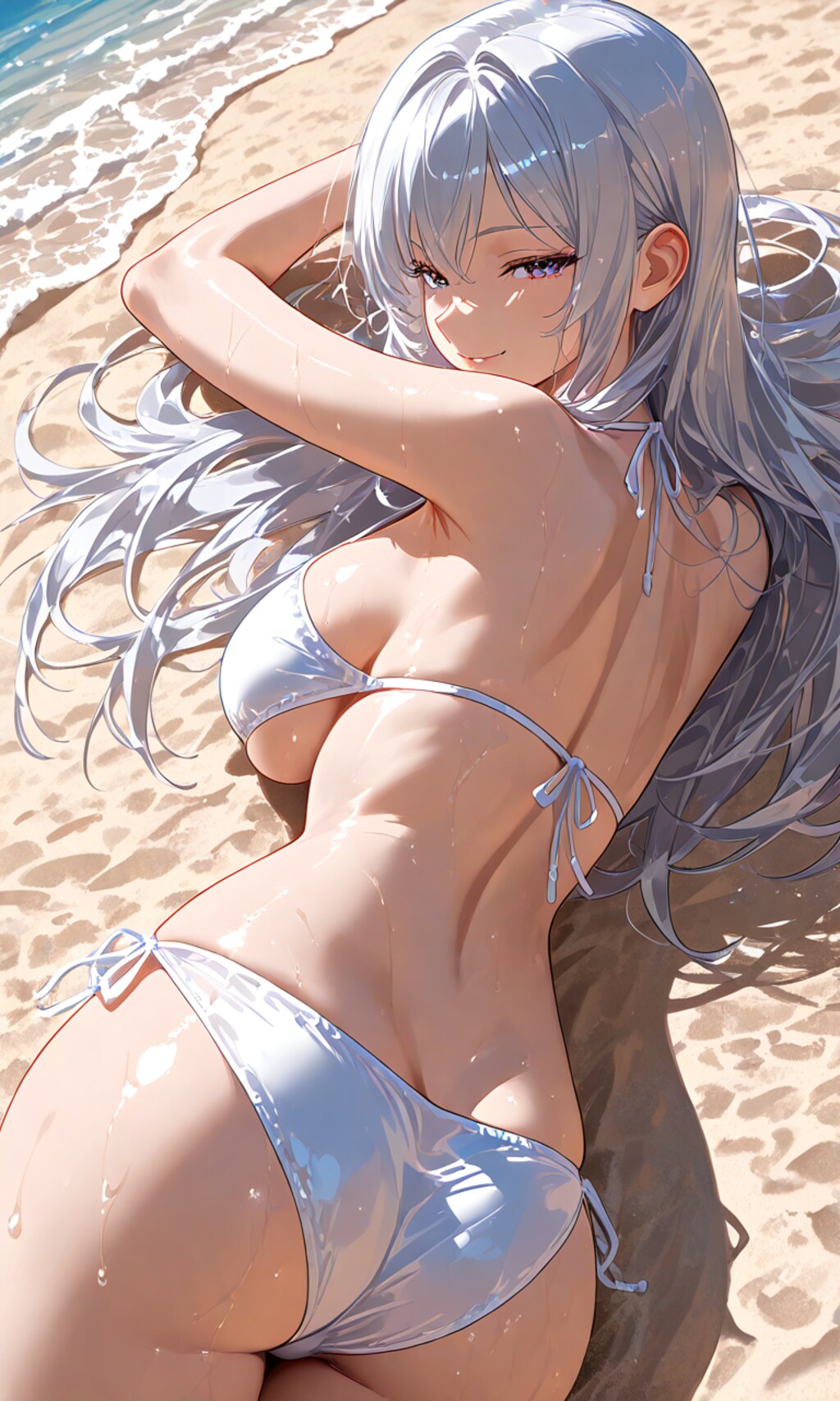 ビーチに寝ころぶ