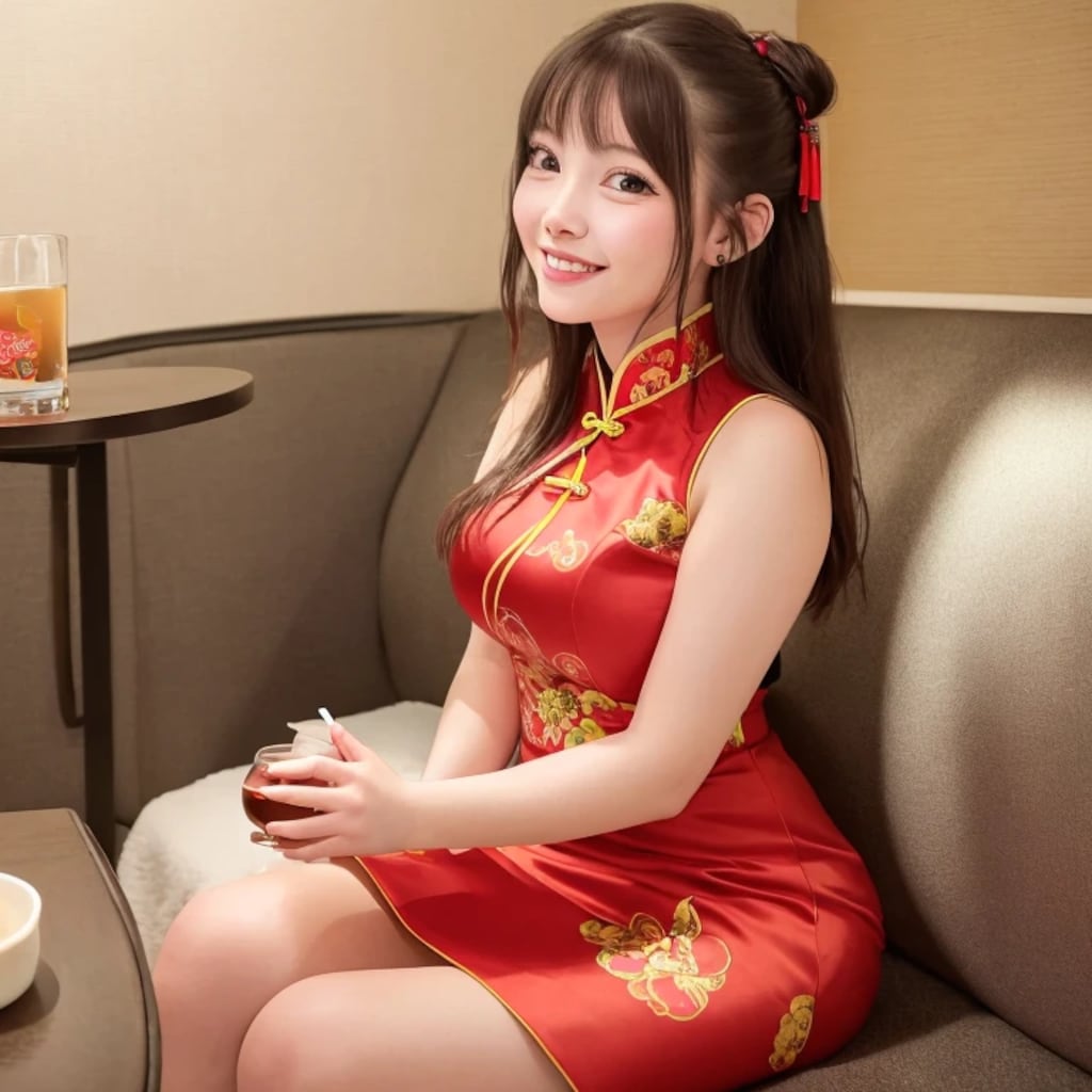 黒髪ロングで中華服の美女３１