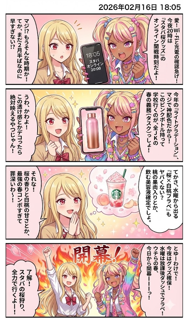 「スタバ桜2026」開幕！　毎日漫画18時 | の人気AIイラスト・グラビア