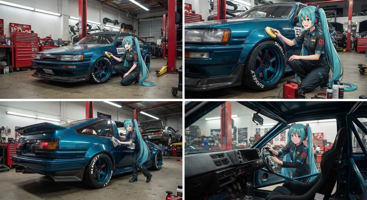 初音ミクがAE86をお手入れする | の人気AIイラスト・グラビア