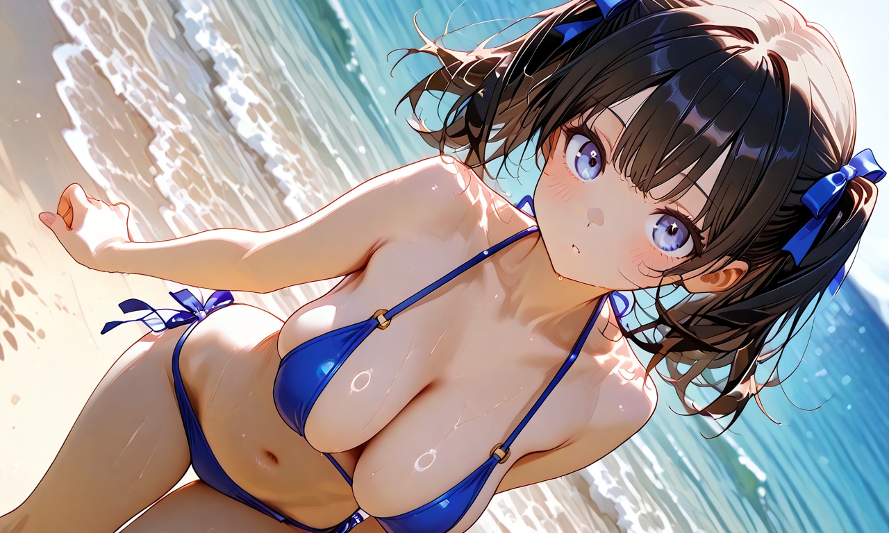 ツインテール少女の水着姿