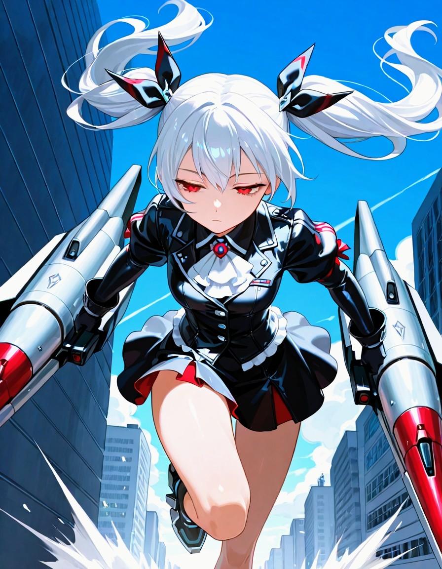 マッハ88万💨サイボーグ銀髪ツインテお姉やん | の人気AIイラスト・グラビア