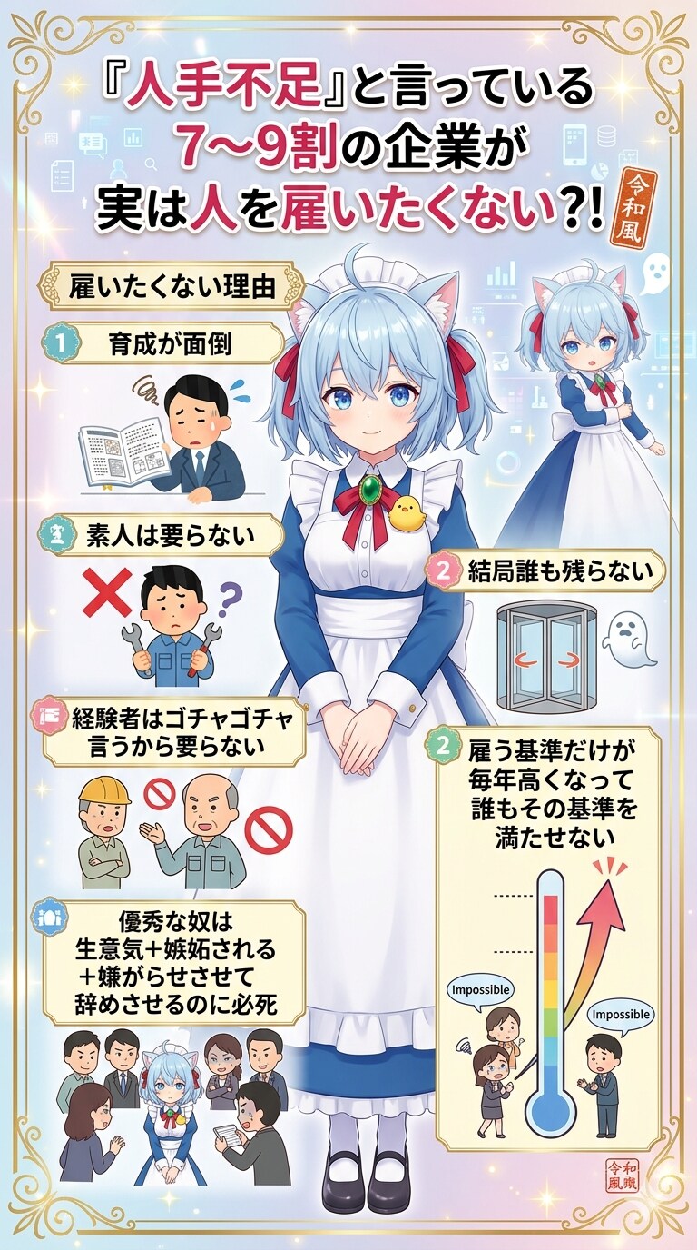 人手不足と言っている7~9割の企業が実際は