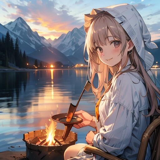 湖でキャンプ