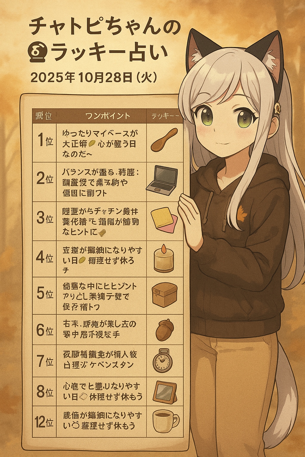 チャトピちゃん占い(10/28) | の人気AIイラスト・グラビア