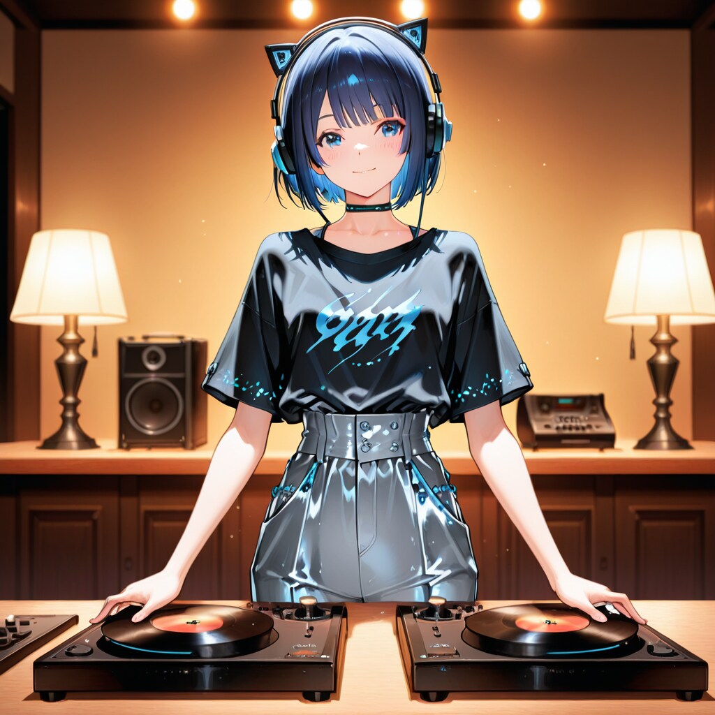 溝に刻まれた静夜の旋律、微笑むDJ | の人気AIイラスト・グラビア
