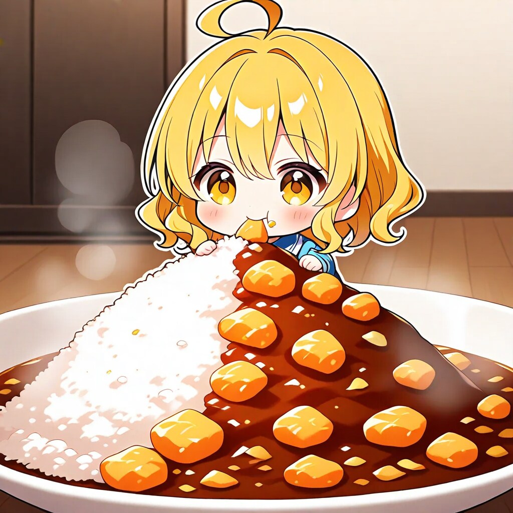 山盛りカレーと黄島ユイちゃん