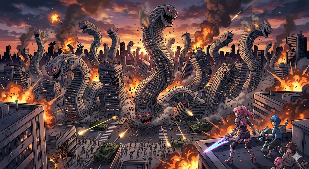 侵攻するくねくねタワマン軍