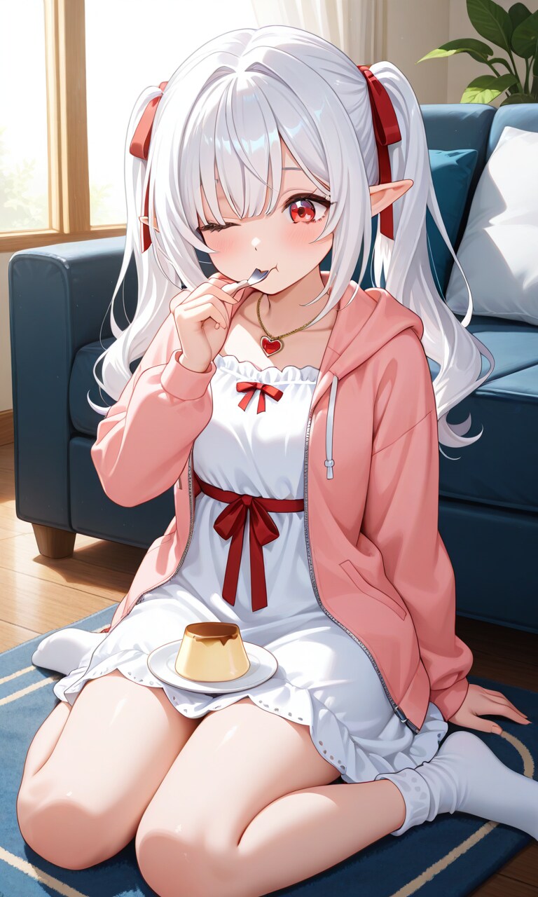 プリンを食べるシロネさん？(￣～￣) | の人気AIイラスト・グラビア