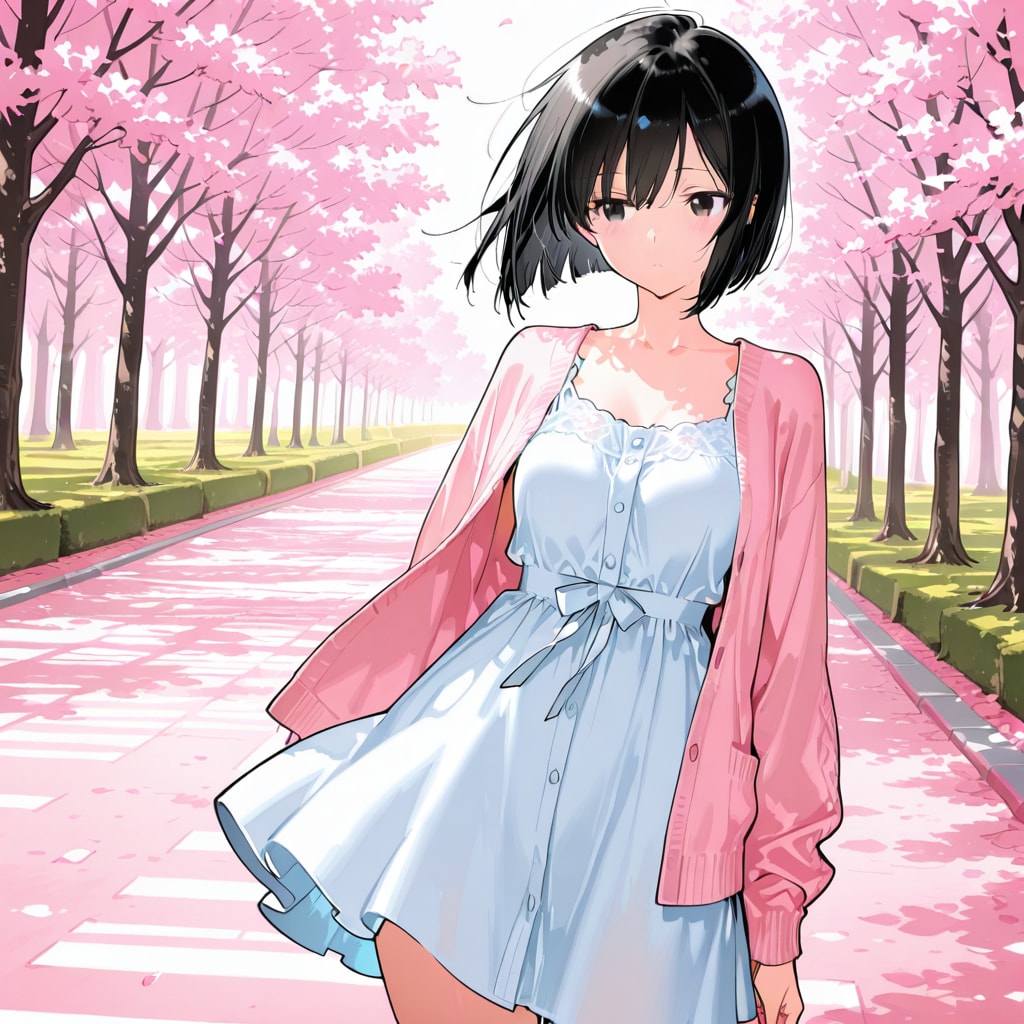 春のボブカット娘