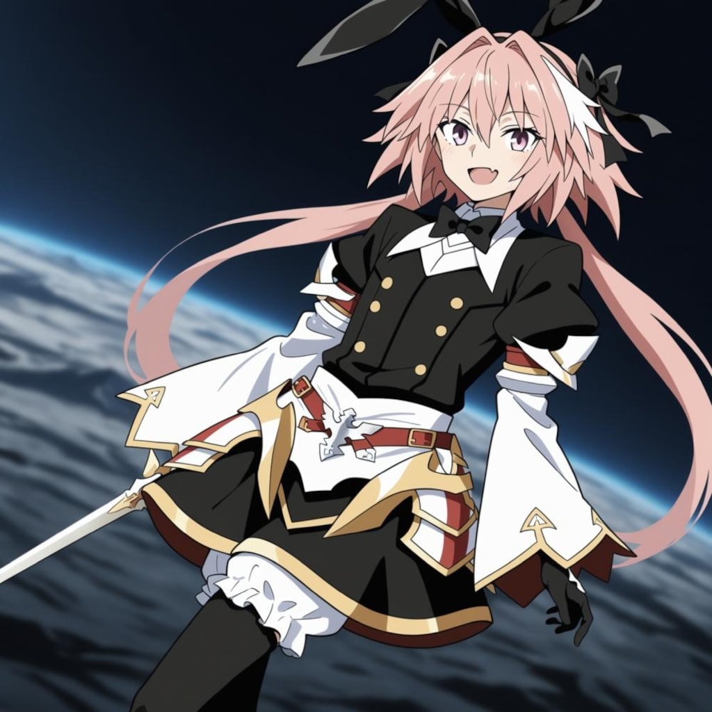 アニメCG風、月の少年コスプレ