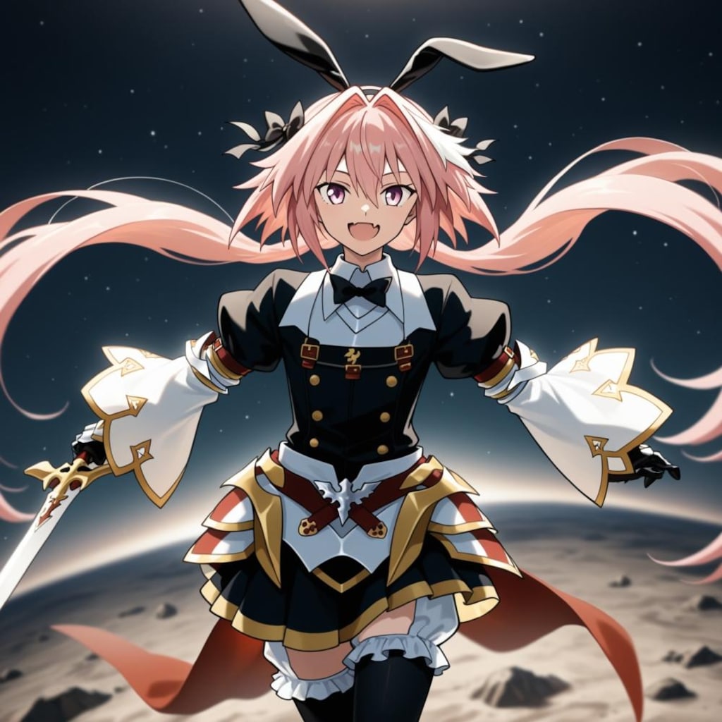 アニメCG風、月の少年コスプレ